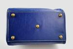 Ladies leather handbag doctor bag handheld shoulder bag medical purse blue made in Italy