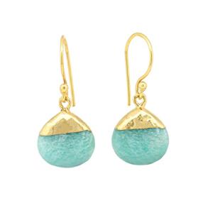 Gempires Green Amazonite Teardrop Dangle Earring for Women Gemstone Handmade Jewelry Dainty Simple Crystal Earrings Gifts
