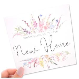 New Home Card | Congratulations New Homeowners Card | Rainbow Spring Summer Florals | Card for Friend sister Mum Colleague Neighbour | 148mm Square Modern Greeting Card