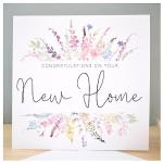 New Home Card | Congratulations New Homeowners Card | Rainbow Spring Summer Florals | Card for Friend sister Mum Colleague Neighbour | 148mm Square Modern Greeting Card