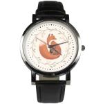 Cute Fox design wristwatch - Black/Brown strap (Brown)