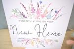 New Home Card | Congratulations New Homeowners Card | Rainbow Spring Summer Florals | Card for Friend sister Mum Colleague Neighbour | 148mm Square Modern Greeting Card