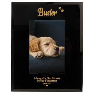 Personalised Pet Memorial Photo Frame Always In Our Hearts Dog Photo Frame Gift In Loving Memory of beloved Pet Black Glass