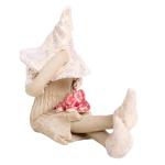 Shy fairy garden figurine, ceramic pixie plant pot ornament 11cm tall