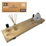 Top Notch Home & Living Wooden Board Wall Shelf, Handcrafted Rustic Wooden Shelves, Hand Made Wood Board Shelves, Wooden Rustic Board Shelving, Incl 2 Up Brackets per Shelf (Dark Oak, 160cm)