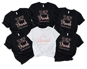 Personalised Hen T-Shirt I'm Getting Married So We're Getting Drunk Rose Gold Ladies Top Slogan Womens Clothing Bridal Shower