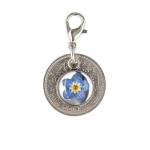 Cotswold Crafts By Emma Forget-Me-Not Bridal Charm - Handmade Blue, Silver Sixpence Gift for Bride, Garter or Bouquet Accessory - Locally Pressed Forget Me Not Flower for Bridal Showers and Weddings