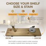 Top Notch Home & Living Wooden Board Wall Shelf, Handcrafted Rustic Wooden Shelves, Hand Made Wood Board Shelves, Wooden Rustic Board Shelving, Incl 2 Up Brackets per Shelf (Dark Oak, 160cm)