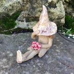 Shy fairy garden figurine, ceramic pixie plant pot ornament 11cm tall
