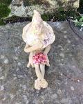 Shy fairy garden figurine, ceramic pixie plant pot ornament 11cm tall