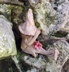 Shy fairy garden figurine, ceramic pixie plant pot ornament 11cm tall