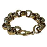 MEN'S 9.5 INCH Belcher Bracelet Cast in 925 Silver 84g Dipped in 9ct Gold 20 x 10 mm !