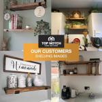 Top Notch Home & Living Wooden Board Wall Shelf, Handcrafted Rustic Wooden Shelves, Hand Made Wood Board Shelves, Wooden Rustic Board Shelving, Incl 2 Up Brackets per Shelf (Dark Oak, 160cm)