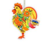 Traditional Hand Painted Rooster Ornament Wooden Easter and Christmas Hanging Decor 4.3 x 3.3 x 0.2 in Ukrainian Artisan Craft Collectible Gift
