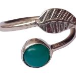 Sterling Silver Open ring, Natural Chalcedony Ring, Adjustable Stacking Ring Sleeping Leaf Beauty Ring, Gemstone Ring, Birthday Gift Ring, Pre-engagement Ring