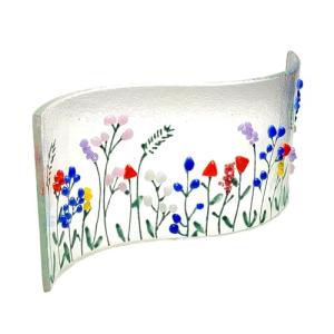 Handmade fused glass wildflower meadow