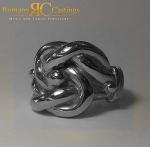 Men's 925 Solid Sterling Silver Highly Polished Double Knot Ring 74 grams (35 x 35 mm) Any Size