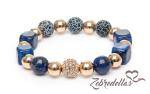 Zebredellas Bracelet Unique Lapis Lazuli Agate Gemstones Gold Pave Crystal Hematite Beads Hand Made In Britain