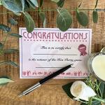 HEN DO WINNERS CERTIFICATES - Hen Do Night Game or Quiz Prize - 10 Pack