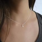 Annika Bella Star Necklace, Tiny Cubic Zirconia North-Star Pendant, 925 Sterling Silver Chain, Celestial Necklaces, Womens Jewelry, Gift for Her (Silver)