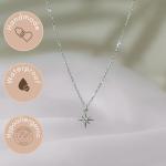 Annika Bella Star Necklace, Tiny Cubic Zirconia North-Star Pendant, 925 Sterling Silver Chain, Celestial Necklaces, Womens Jewelry, Gift for Her (Silver)
