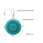Boho Mandala Dangle Earrings for Women, Bold Statement Jewellery (18 - Round Turquoise Blue)