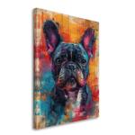 French Bulldog Painted Illustration Canvas Art Print - Vivid, Canine, Wall Decor, Modern Abstract, Collectible, Pet Lover