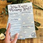 Who Knows Mummy Best - Baby Shower Game - Blue - 10 Pack