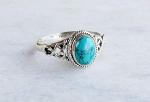 Turquoise Stone Ring 925 Sterling Silver Statement Ring For Women Size UK P Natural Gemstone Ring Handmade Ring Christmas Gifts Ring Jewelry