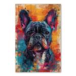 French Bulldog Painted Illustration Canvas Art Print - Vivid, Canine, Wall Decor, Modern Abstract, Collectible, Pet Lover