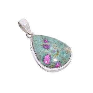 Natural Ruby Fuchsite Gemstone 925 Sterling Silver Handmade Statement Pendant for Women Gift for Her