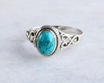 Turquoise Stone Ring 925 Sterling Silver Statement Ring For Women Size UK P Natural Gemstone Ring Handmade Ring Christmas Gifts Ring Jewelry