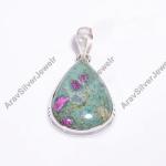 Natural Ruby Fuchsite Gemstone 925 Sterling Silver Handmade Statement Pendant for Women Gift for Her