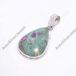 Natural Ruby Fuchsite Gemstone 925 Sterling Silver Handmade Statement Pendant for Women Gift for Her