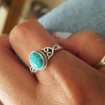 Turquoise Stone Ring 925 Sterling Silver Statement Ring For Women Size UK P Natural Gemstone Ring Handmade Ring Christmas Gifts Ring Jewelry