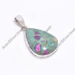 Natural Ruby Fuchsite Gemstone 925 Sterling Silver Handmade Statement Pendant for Women Gift for Her