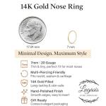 Gold Nose Ring - Tiny Thin 20 Gauge 7mm Nose Hoop - Small 14k Gold Filled Nose Piercing Jewelry For Women - Handmade Nose Rings Hoops - Gift Ready