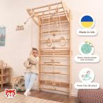 Woodandhearts Swedish Ladder with Rope Accessories, Made in EU, pull up bar, pull up bar, gymnastics bar, pull-up bars, gym accessories, play gym, indoor climbing frame, gymnastic rings