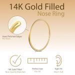 Gold Nose Ring - Tiny Thin 20 Gauge 7mm Nose Hoop - Small 14k Gold Filled Nose Piercing Jewelry For Women - Handmade Nose Rings Hoops - Gift Ready