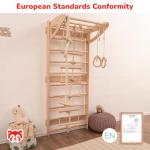 Woodandhearts Swedish Ladder with Rope Accessories, Made in EU, pull up bar, pull up bar, gymnastics bar, pull-up bars, gym accessories, play gym, indoor climbing frame, gymnastic rings