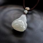 Collectible Master Hand Carved Magnolia Flower Pendant Necklace Pure A-grade Natural Dushan Jade Jewelry Amulet