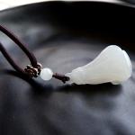 Collectible Master Hand Carved Magnolia Flower Pendant Necklace Pure A-grade Natural Dushan Jade Jewelry Amulet
