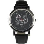 Eye patch Tiger wristwatch design. Unique quirky design theme, mono chrome line art, nifty watch for any Tiger lover or animal lover (Black)