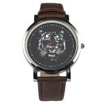 Eye patch Tiger wristwatch design. Unique quirky design theme, mono chrome line art, nifty watch for any Tiger lover or animal lover (Black)