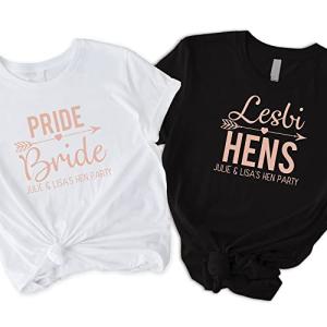 Lesbian Hen T Shirts LGBT Rose Gold Pride Bride Lesbihens Party Personalised Hen Do T-shirts