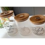 MYuniqueDECOR® Personalised Pet Treat Glass Storage Jar Canister Wooden Lid Airtight Dog Cat