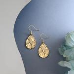 Weviway 18K Gold Plated Teardrop Hammered Dangly Drop Earrings for Women Gold Jewellery Handmade Earrings for Gift