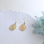 Weviway 18K Gold Plated Teardrop Hammered Dangly Drop Earrings for Women Gold Jewellery Handmade Earrings for Gift