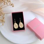 Weviway 18K Gold Plated Teardrop Hammered Dangly Drop Earrings for Women Gold Jewellery Handmade Earrings for Gift