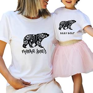 Pink Positive Mama Bear and Baby Bear t-Shirt, Mummy and Me, Mini me Shirts, for Mum and Nanny White